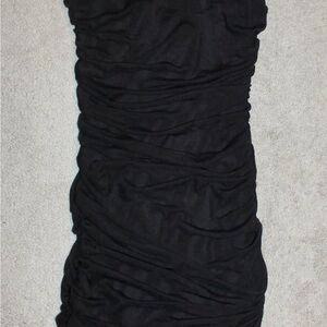 Fashion Nova Black Ruched Dress